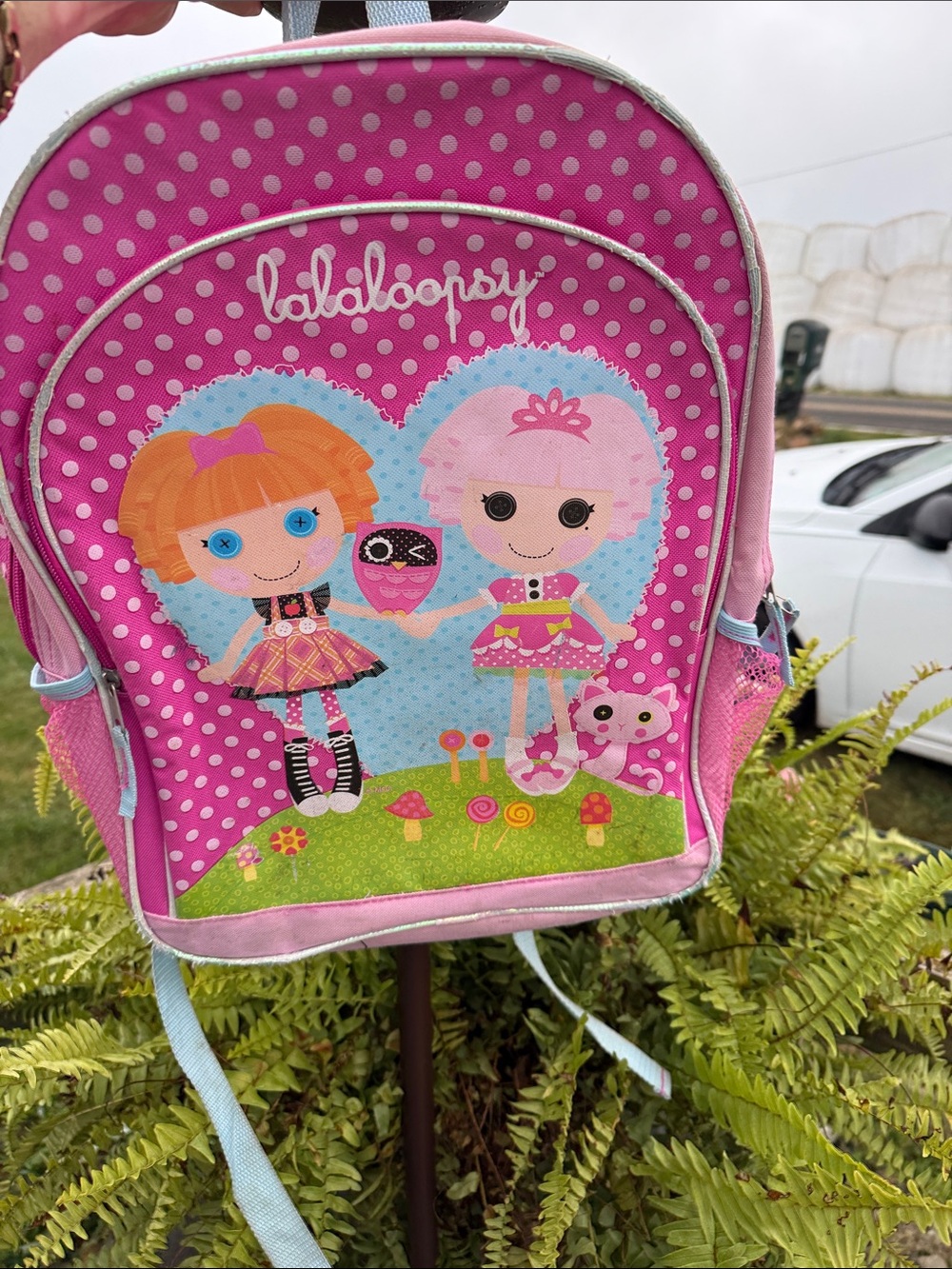 Lalaloopsy Girls' Pink Polka Dot Backpack with Character Print certified lala